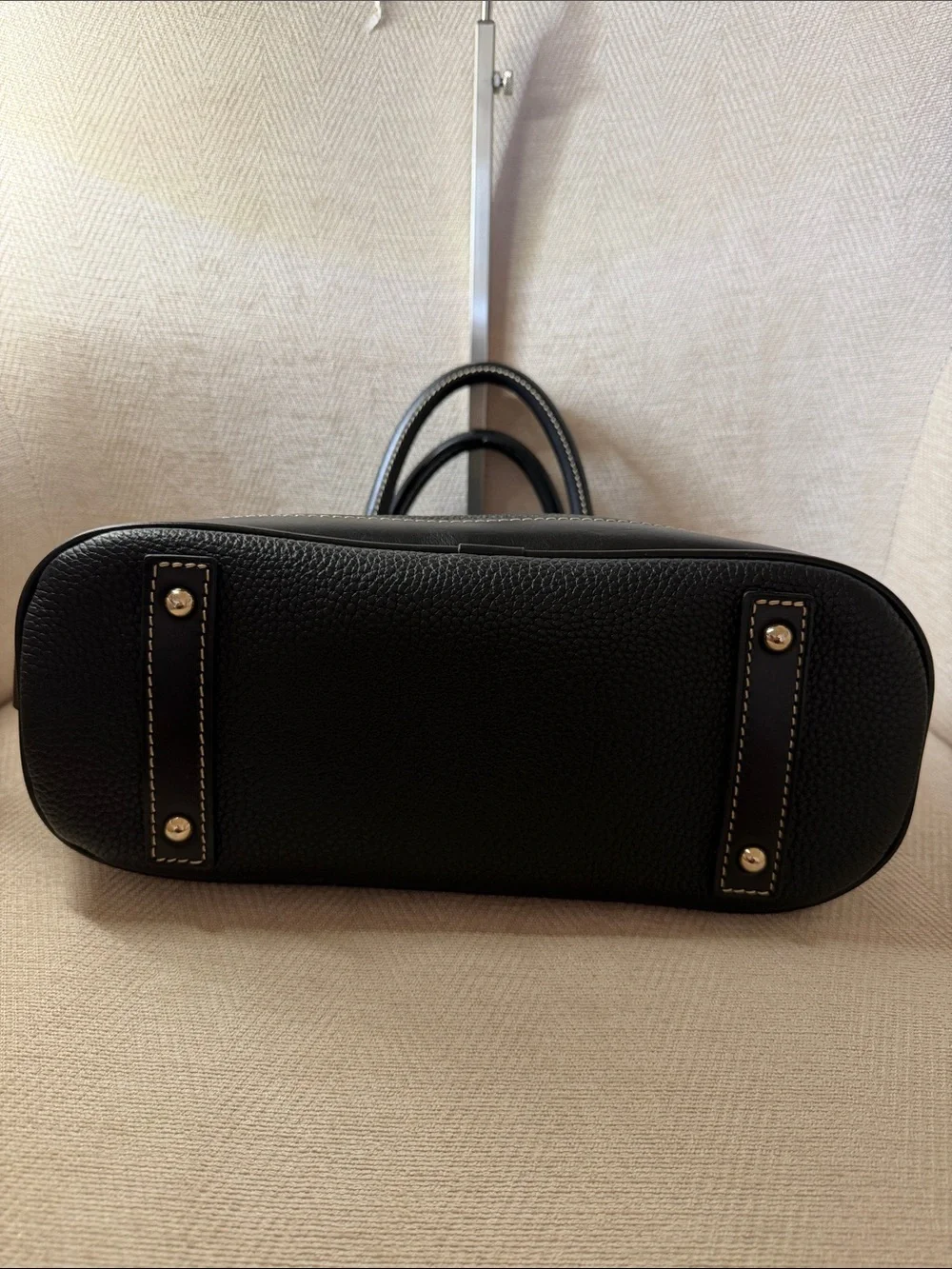 Dooney & Bourke Black Pebbled Leather Dome Satchel with Gold Hardware NWOT